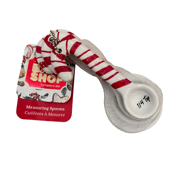 The BakeShop Candy Cane Measuring Spoons Holiday Kitchen NEW - Picture 1 of 10